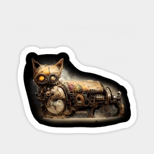 Dieselpunk cat artwork, steampunk cat artwork Sticker